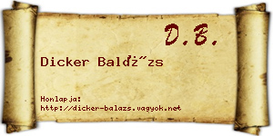 Dicker Balázs névjegykártya